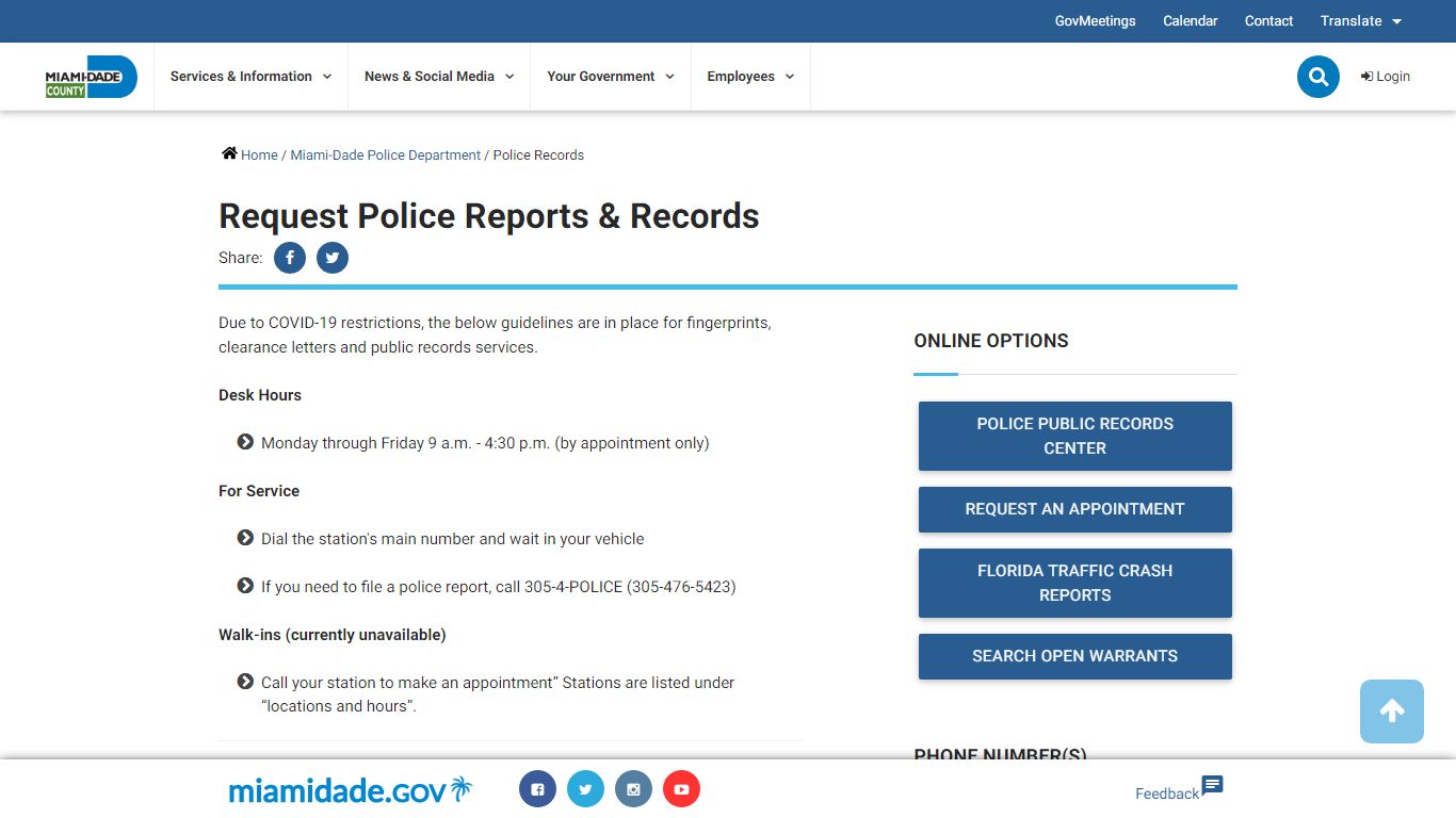 Police Records - Miami-Dade County, Florida